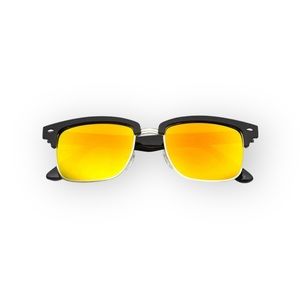 new ☀︎︎Half Frame Horn Rim Sunglasses Sunnies ☀︎︎ Orange Flash Fire Lenses ☀︎